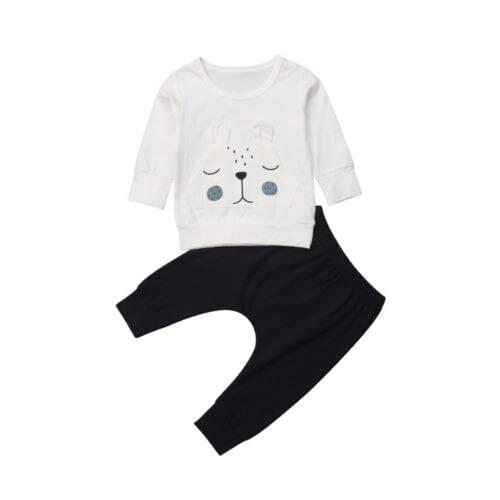 Newborn Baby Boys Girls Bear Warm Winter Tops T-shirt Pants Outfits Clothes Set Size 0-18M