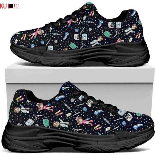 KUILIU Wave Point Nurse Print Women Platform Sneaker Increase Flat Track Trainers Paris Fashion Brand Designer Sport Mesh Shoes