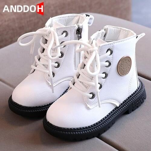Size 21-30 Girls Lightweight Anti-slippery Shoes Boys Mid-cut Short Boots Baby Wear-resistant Shoes Children Casual Martin Boots