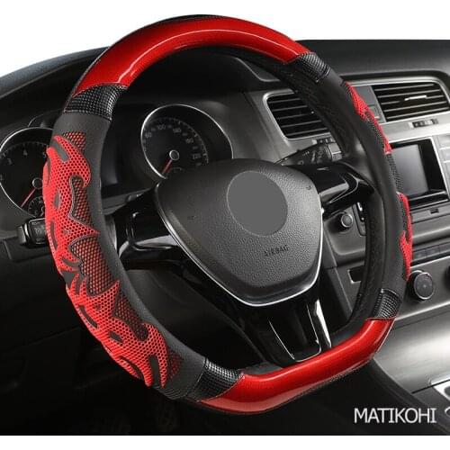 MATIKOHI Carbon Fiber Leather Car Steering Wheel Cover For Geely CK EC7 EC8 MK CK2 GC9 GC6 emgrand 7 X7 ec7 atlas MK
