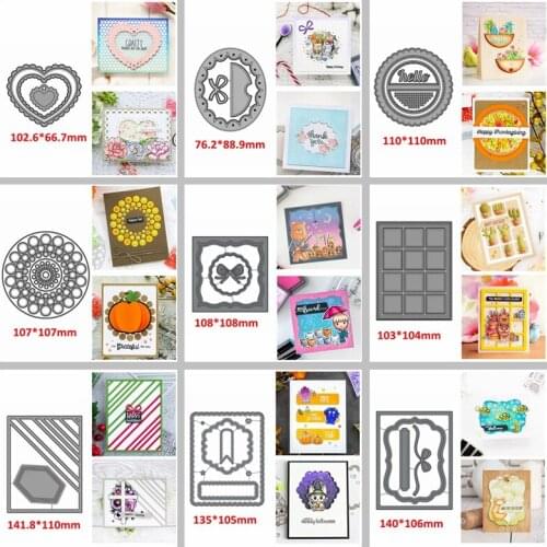 Heart Oval Circle Square Hexagon Scalloped Edge Frame Metal Cutting Dies DIY Scrapbooking Album Cards Craft Making 2020