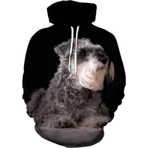 2021 Fashion Animal Schnauzer Dog 3D Print Hoodie Men Women Casual Pet Dog Designs Hooded Coat funny sweatshirts black jacket