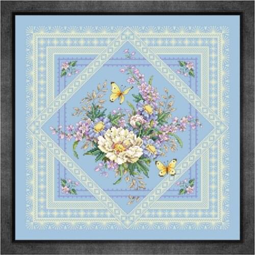 Flowers And Lace cross stitch kit simple pattern 14ct 11ct sky blue fabric cotton silk embroidery DIY handmade wall big picture