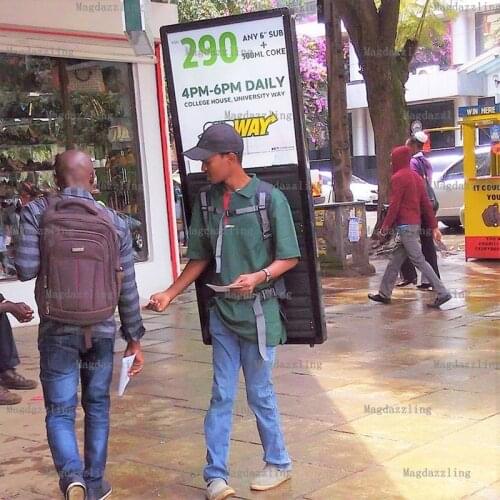 3Units 63x150CM Outdoor Double Sided LED Walker Billboards,Backpack Light Box for Promote your outdoor advertising