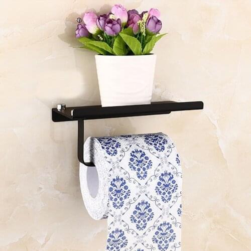 Stainless Steel Toilet Paper Holder Wall Mounted Roll Paper Storage Rack Waterproof Phone Sundries Tray Shelf Bathroom Organizer