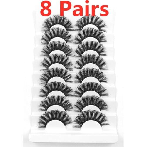 Wholesale 8 Pairs 18-20mm Natural 5D False Eyelashes Dramatic Volume Fake Lashes Makeup Faux Mink Lashes Extension Makeup Tool