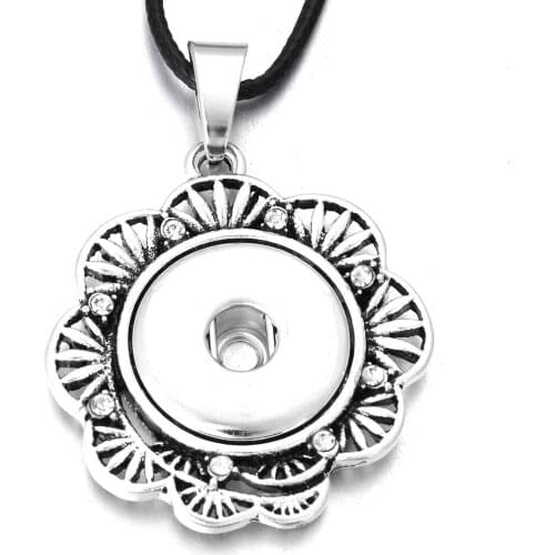 New Flower Snap Pendant Necklace 18mm Snap Button Jewelry Interchangeable Necklace With Chain Button Jewelry