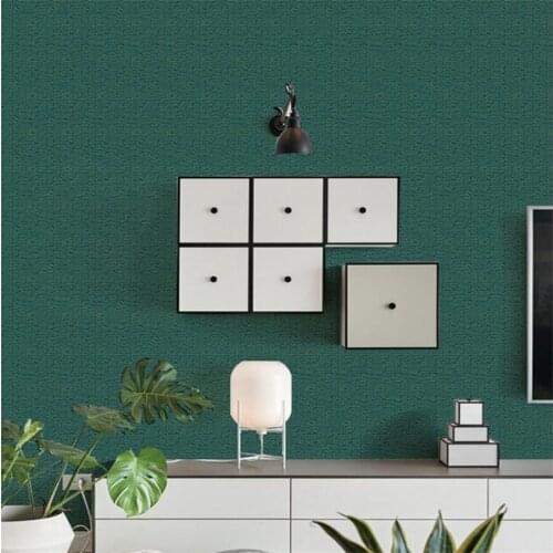 Papel de parede Modern simple non-woven fabric pure pigment color green linen wallpaper bedroom living room room wallpaper обои