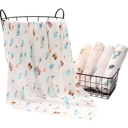 Multi-use Newborn Swaddle 100%Muslin Cotton Blankets Infant Gauze Towel Baby Warp Stroller Cover Mat