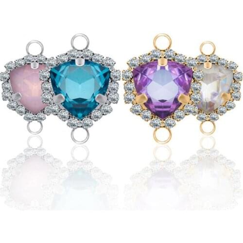 10pcs Crystal Rhinestone Triangle Charms for Jewelry Making Earring Pendant Connectors Bracelet Necklace Charm DIY Accessories