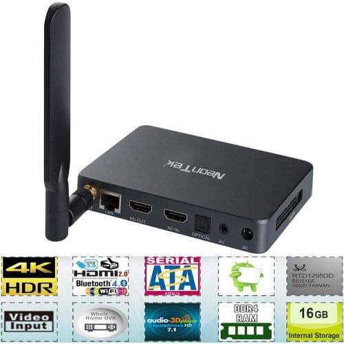 Recording Smart TV Android box (Quad Core CPU, 2GB RAM, 16GB ROM, HDMI 2.0, HDMI in, 100m/1000m LAN, USB3.0, Dual Band WLAN, BT)