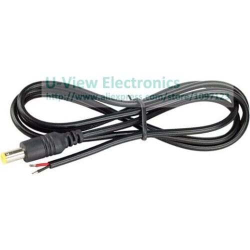 DC 5.5x2.1mm Power Male Plug Connector With Cord Cable For PC CCTV Camera About 1M/Free Shipping/2PCS