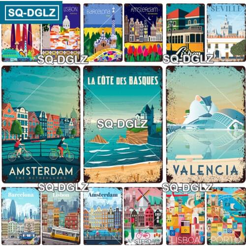 [SQ-DGLZ] Amsterdam Metal Sign Vintage Plaque Tin Sign Plate Wall Decor For Bar Club Man Cave Art Painting Poster Custom Gift