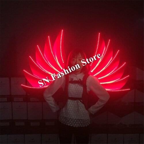 MD10 Ballroom dance LED costumes illuminated glowing wears luminous butterfly wings bellydance party dj disco singer dresses