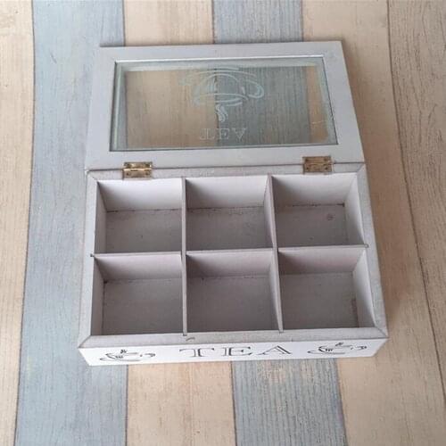 6-Grid Wood Storage Divided Box Drawer Desk Organizer Tray with Lid