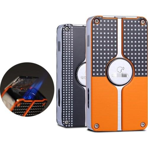 High Quality Cigar Lighter Three Straight-Through Lighter Windproof Inflatable Gas Metal Classic Mens Business Lighter