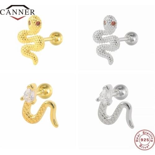 CANNER Real 925 Sterling Silver Cute Small Cute Piercing Cartilage Ear Stud Earrings for Women Earings Fine Jewelry pendientes