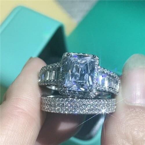 Choucong Handmade Female Promise Ring sets AAAAA cz 925 Sterling Silver Engagement Wedding Band Rings for women Party Jewelry