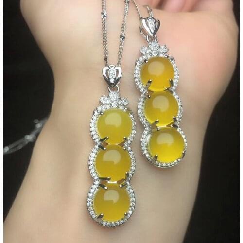 Charm 925 Sterling Silver Necklaces For Women Natural Jade Topaz Gemstone Choker Chain Pendants Necklaces Fine Jewelry Drop Ship