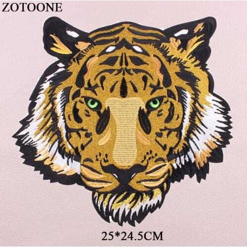 ZOTOONE Tiger Patch Iron On Big Animal Patches For Clothes Embroidery Badges Clothes Accessory Iron On Appliques Stripe Cloth G
