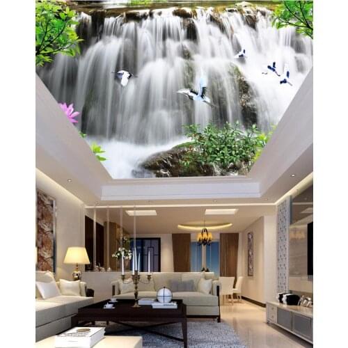 Customize 3d ceiling wallpaper wallpapers for living room Scenic waterfall ceiling wallpaper wallpaper art mural home decor