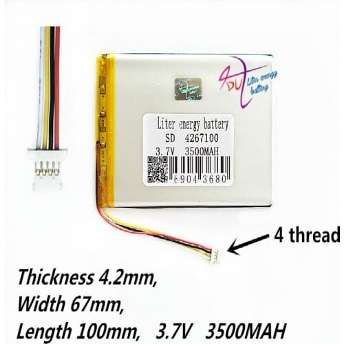 4 thread 4267100 3.7V 3500mah Li-ion Tablet pc battery For 7,8,9 inch tablet PC Polymer lithiumion Battery High Quality