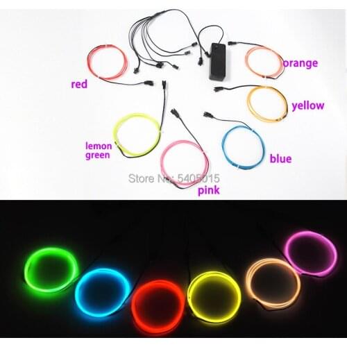 Six Multicolor 1.3mm EL Wire 1Meter Led Flexible Neon Light Rope Holiday DIY Decoration Can Offer 360 Degrees of Illumination