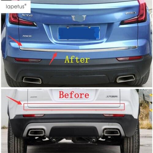 Lapetus Accessories For Cadillac XT4 2019 2020 2021 Rear Trunk Tailgate Back Door Lid Cover Boot Kit Edge Molding Garnish Strip