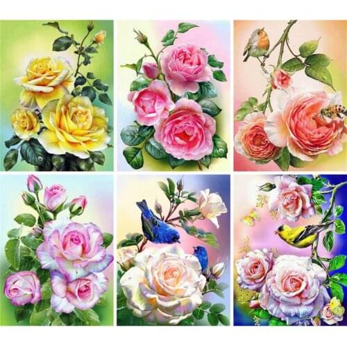 AZQSD Diamond Painting Rose Cross Stitch Diamond Art Flower Home Decor Gift Embroidery Sale Full Square Handmade Rhinestones