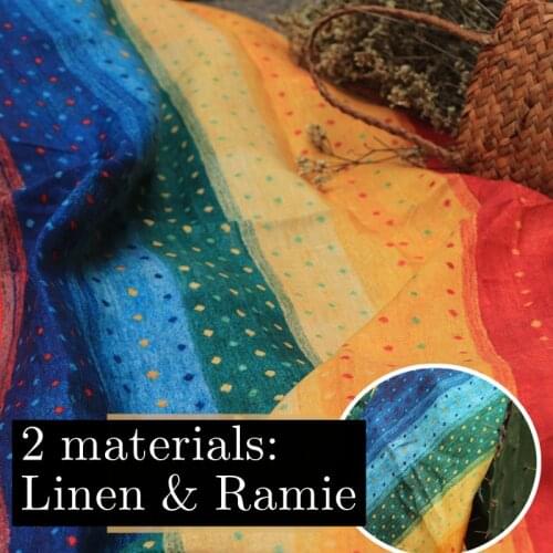 CH High Quality Natural 100% Pure Ramie Cloth Printed Fabric For Sewing Dresses Robe Summer Thin DIY Handmade Designer Fabrics