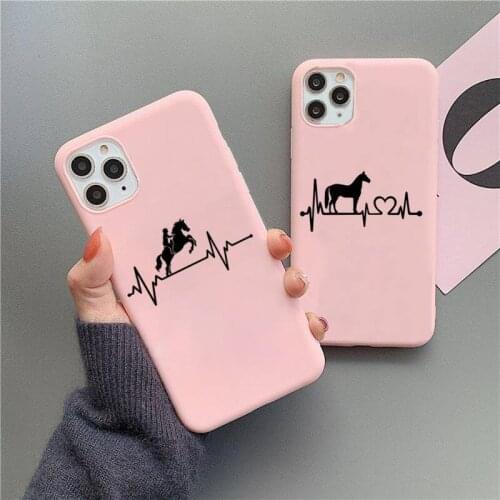 Horse Pony Horse Heartbeat Phone Case For iphone 12 11 Pro Max Mini XS 8 7 6 6S Plus X SE 2020 XR Matte Candy Pink cover