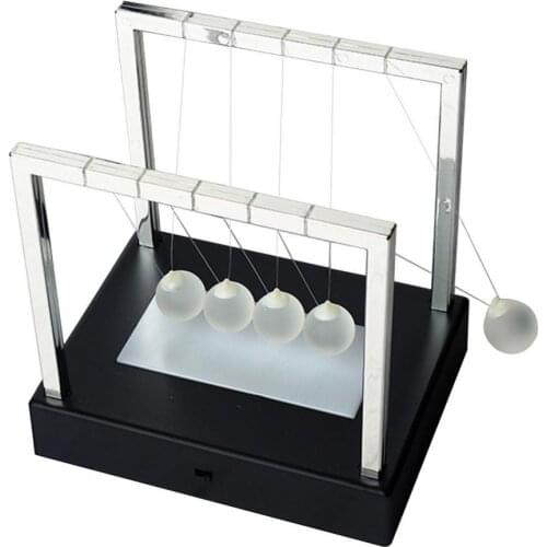 Black Base Newtons Cradle Pendulum Balls Physics Educational Toy Desk Decor