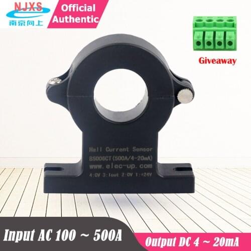 Hall effect current sensor split core transducer BSQ06CT AC 50A 100A 200 300 400 500A/DC 4~20mA Module Current Sensor Separated