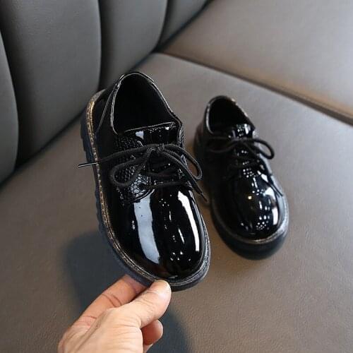 Kids Fashion Leather Shoes Wedding Dress Shoes for Boys Girls New Children Soft Bottom Lace Up Performance Sneakers E255