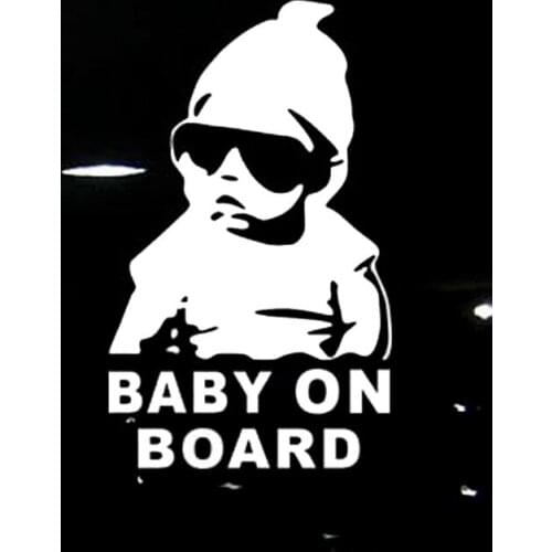 BABY ON BOARD Cool Rear Sunglasses Child Sun Protection Waterproof Car Stickers Warning Decals 14*9CM