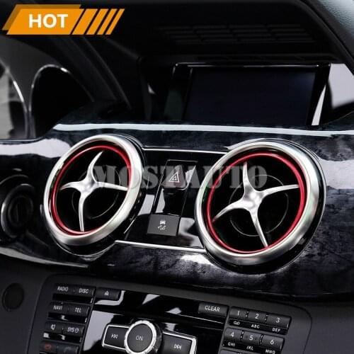For Mercedes Benz GLK X204 Interior Console Air Vent Outlet Cover Ring 2013-2015 4pcs Red/Blue Car Accessories Interior