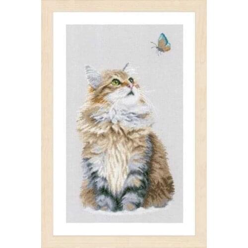 Top Quality Lovely Hot Sell Counted Cross Stitch Kit Cat and butterfly brown kitty 0171041