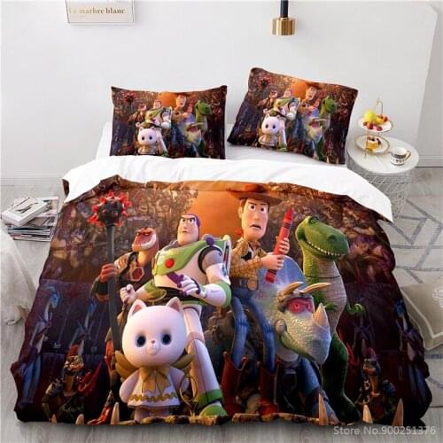 Toy Story 4 3D Bedding Set Queen King Size Disney Cartoon Printed Duvet Cover Set Comforter Cover with Pillowcase Set Bedclothes