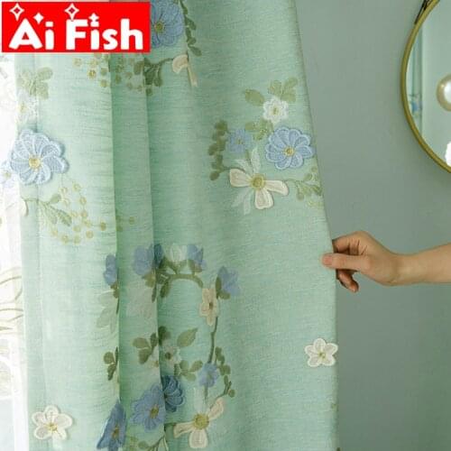 Green High-precision Cashmere Thickening Chenille Full Blackout Shade Curtain For Living Room Luxury Flowers Tulle Drapes #40