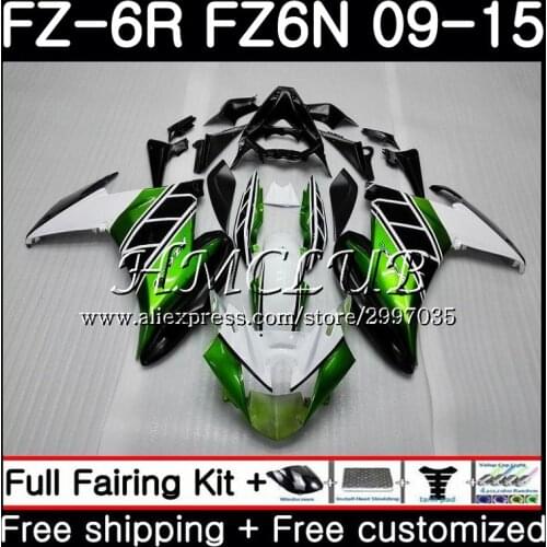 Body For YAMAHA FZ6N FZ-6R 2009 2010 2011 2012 2013 2014 2015 22HC.10 FZ 6R FZ6 R FZ6R 09 10 11 12 13 14 15 Green white Fairing