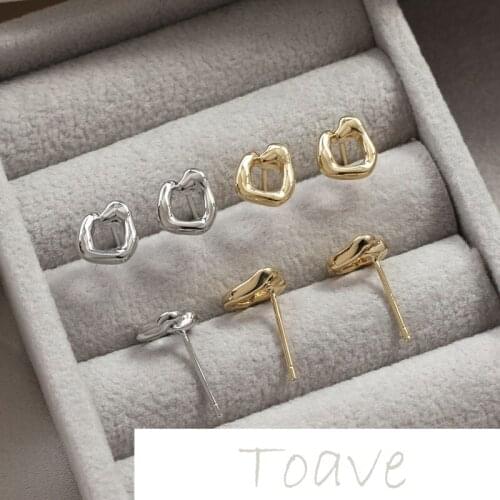 14K gold-clad small exquisite irregular round silver needle stud earrings glossy diy earrings hand-made accessories