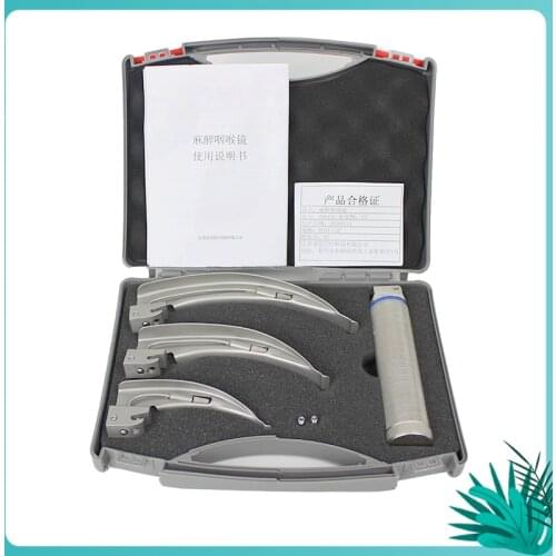 Medical Laryngoscope Set Reusable Stainless Steel Anesthesia Laryngoscope set 3 blades 1 Handle for Surgical Intubation