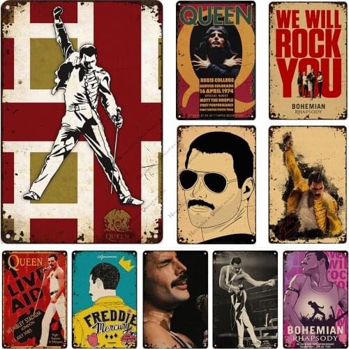 Queen Band Metal Tin Sign Rusty Decorative Plate Club Pub Man Cave Home Wall Metal Plate Singer Band Metal Plaque Music Poster