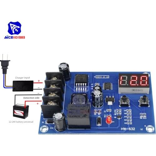 HW632 XH-M603 Charging Control Module Digital LED Display Storage 12-24V Lithium Battery Charger Control Switch Protection Board