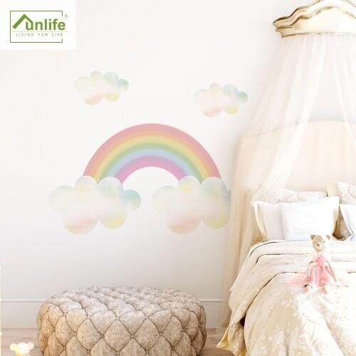 Rainbow Bridge Clouds Bohemian Printing Home Decor Decal Transparent PVC Self Adhesive Wallpaper Kids Room Nursery Wall Stickers