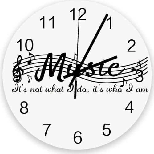 Music Stave Black And White Simple Note Wall Clock Wooden Modern Design Digital Clocks Home Living Room Wall Watch Decoration