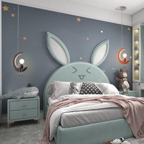 Nordic Childrens Eoom Lamp Boy And Girl Room Bedroom Bedside Lamp Creative Personality Resin Moon Chandelier Lights