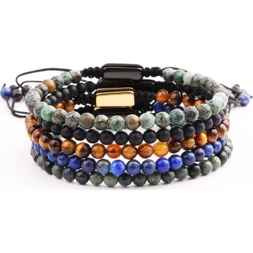 New Design Natural Stone Small Size Cute Beads Macrame Bracelet Men Jewelry Gift