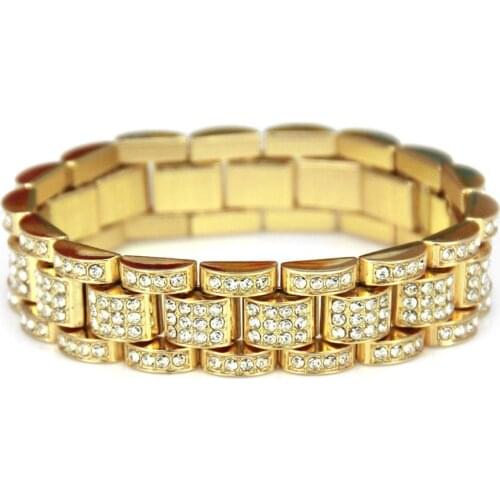 New Hip hop Bracelet for men golden metal punk fashion rapper jewellery 2020 trend acccessories couple chains bracelet men gift