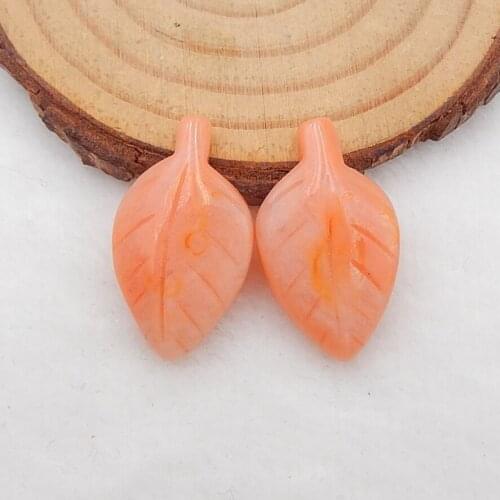 Wholesale gemstone,Birthday gift,Handmade Natural Red Aventurine carved leaf cabochons,Fashion Jewelry,26x15x5mm，5.2g